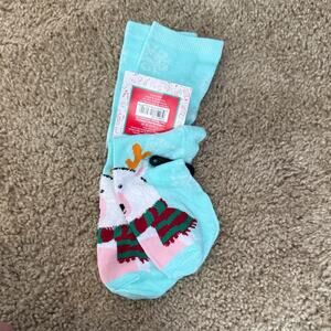 Women's Light Blue Reindeer Polar Bear Socks